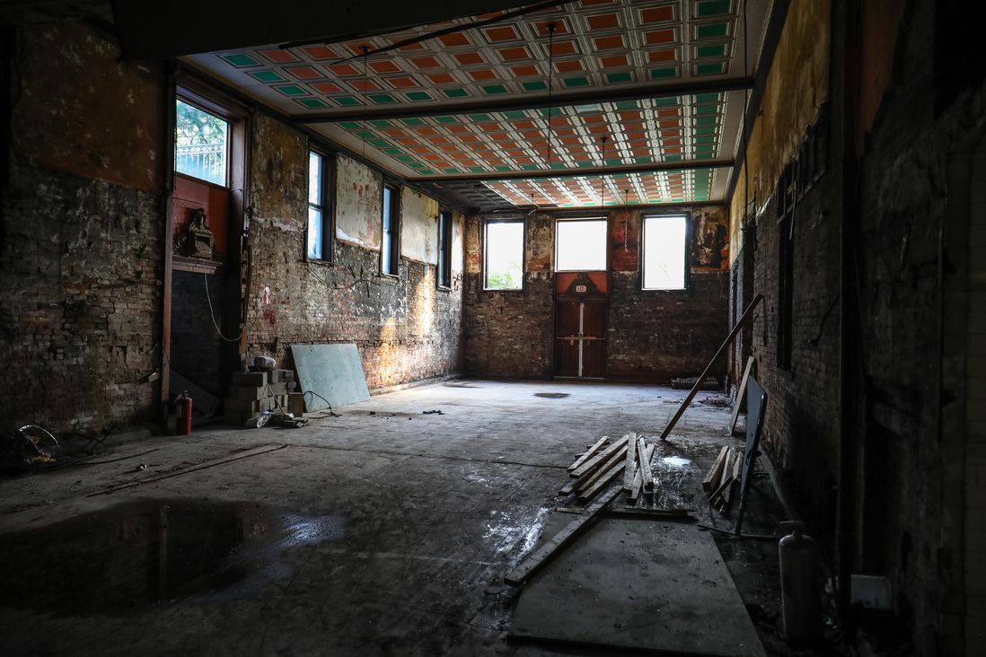 Photos of Grand Prospect Hall under construction in August 2021